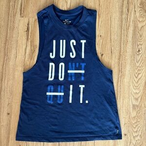 Nike Graphic athletic cut the tee Tank Top navy blue XS women’s just don’t quit